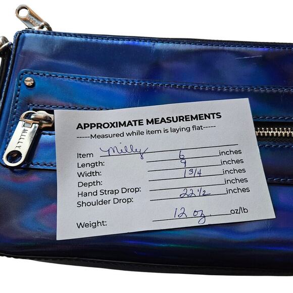 Milly Crossbody Bag Blue Holographic Iridescent Y2K Party Chain Link Strap - Picture 11 of 11